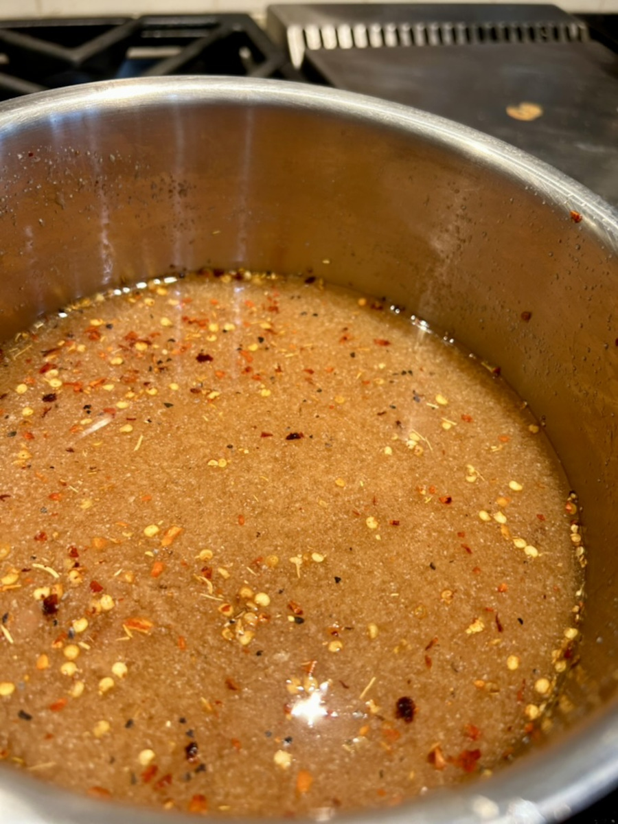 Carolina Mop Sauce - simmering in a pan