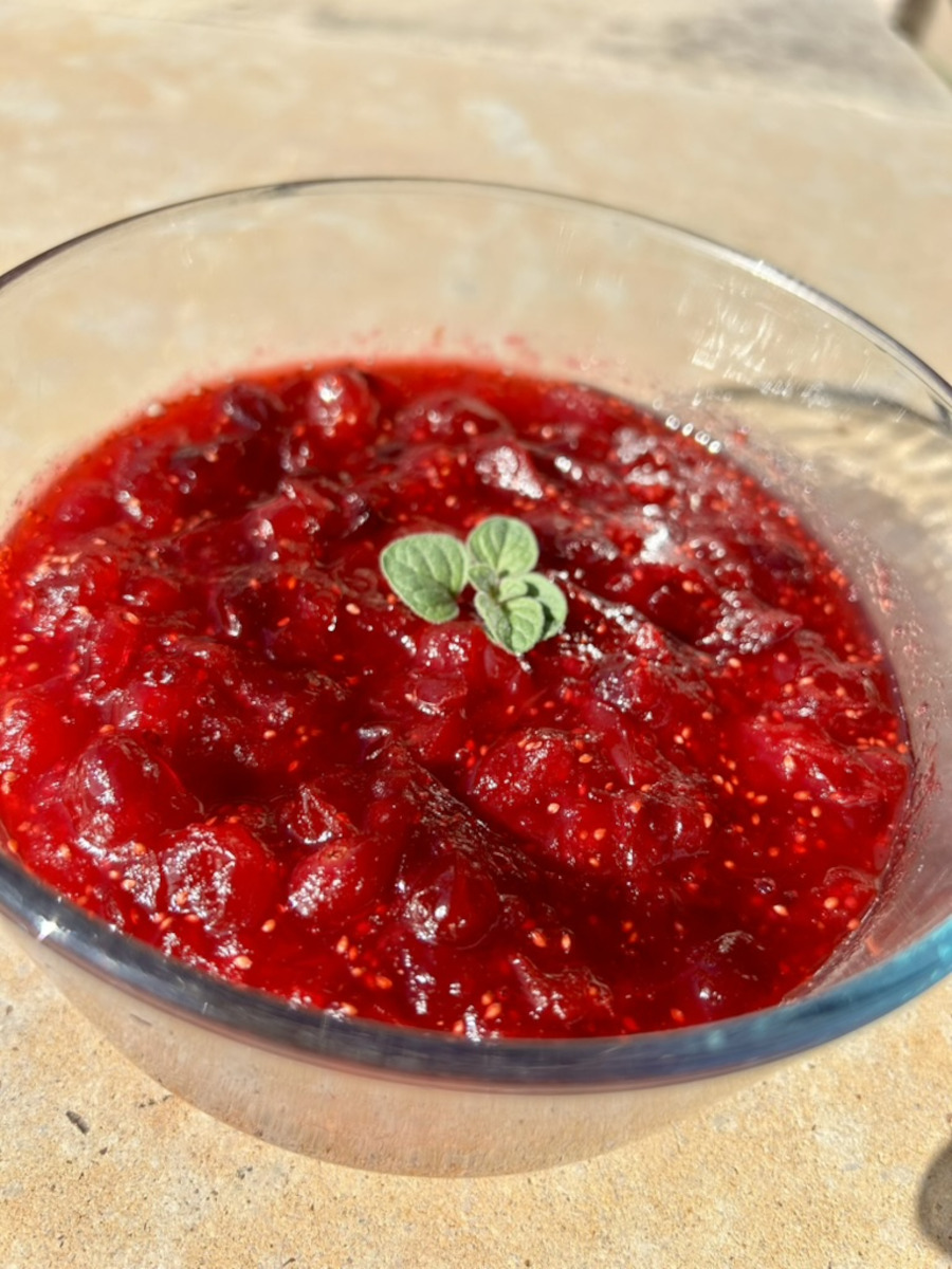 Homemade Cranberry Sauce, ready to serve.