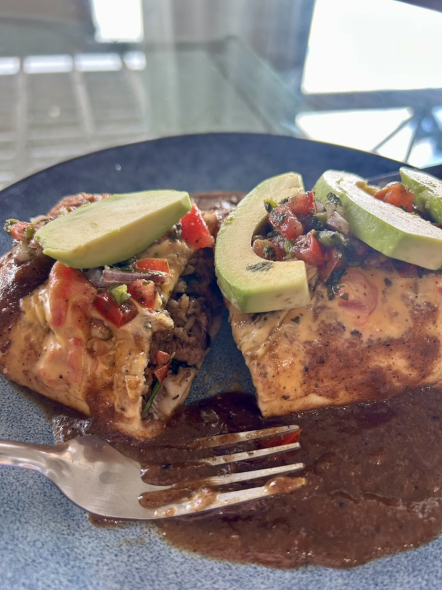 Fajita Fiesta Burrito - cut in half