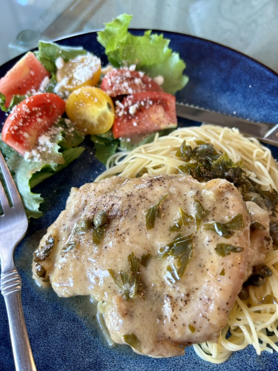 Scaloppine al Limone - Chicken cutlets in lemon butter caper sauce